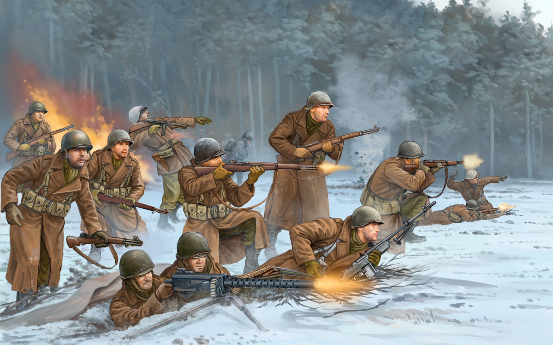 art soldats 101e parachutiste division 101e aéroportée états-unis ardennes belgique 1944 bataille des ardennes bataille des ardennes flamme de guerre désignation seconde guerre mondiale miniatures jeu seconde guerre mondiale