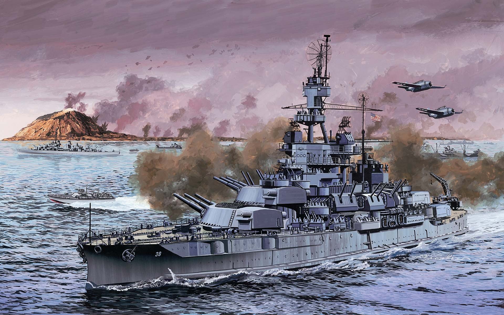 marina nave americano standard corazzata pennsylvania battaglia ww2 arte