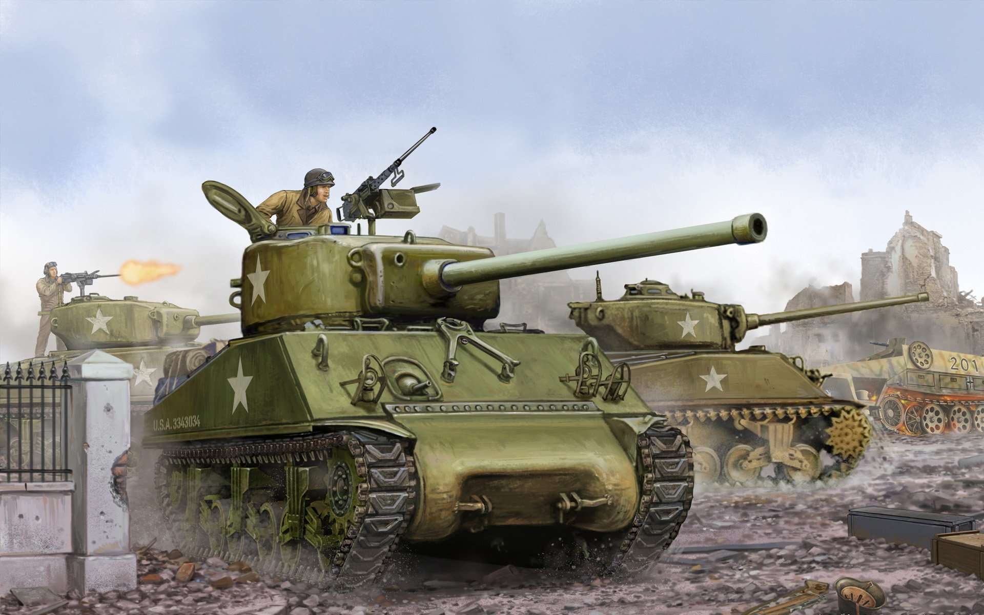 art tank sherman m4a3 76mm main american medium had gun m3 m4a3 105mm howitzer battle flames of war the world war ii miniatures game ww2