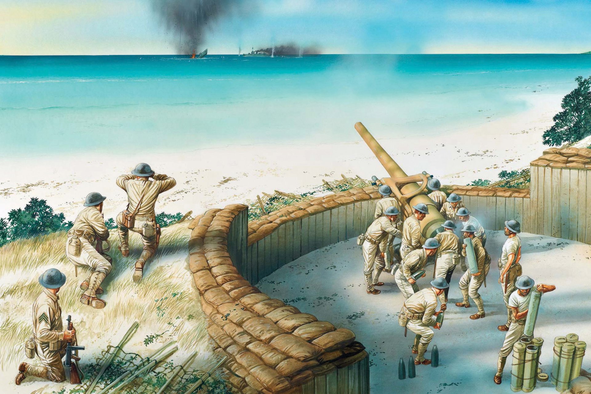 art soldats côtière artillerie mène feu par ennemi île wake 1941 atoll situé dans nord partie pacifique océanie sur milieu chemin entre hawaïen îles et île guam ww2