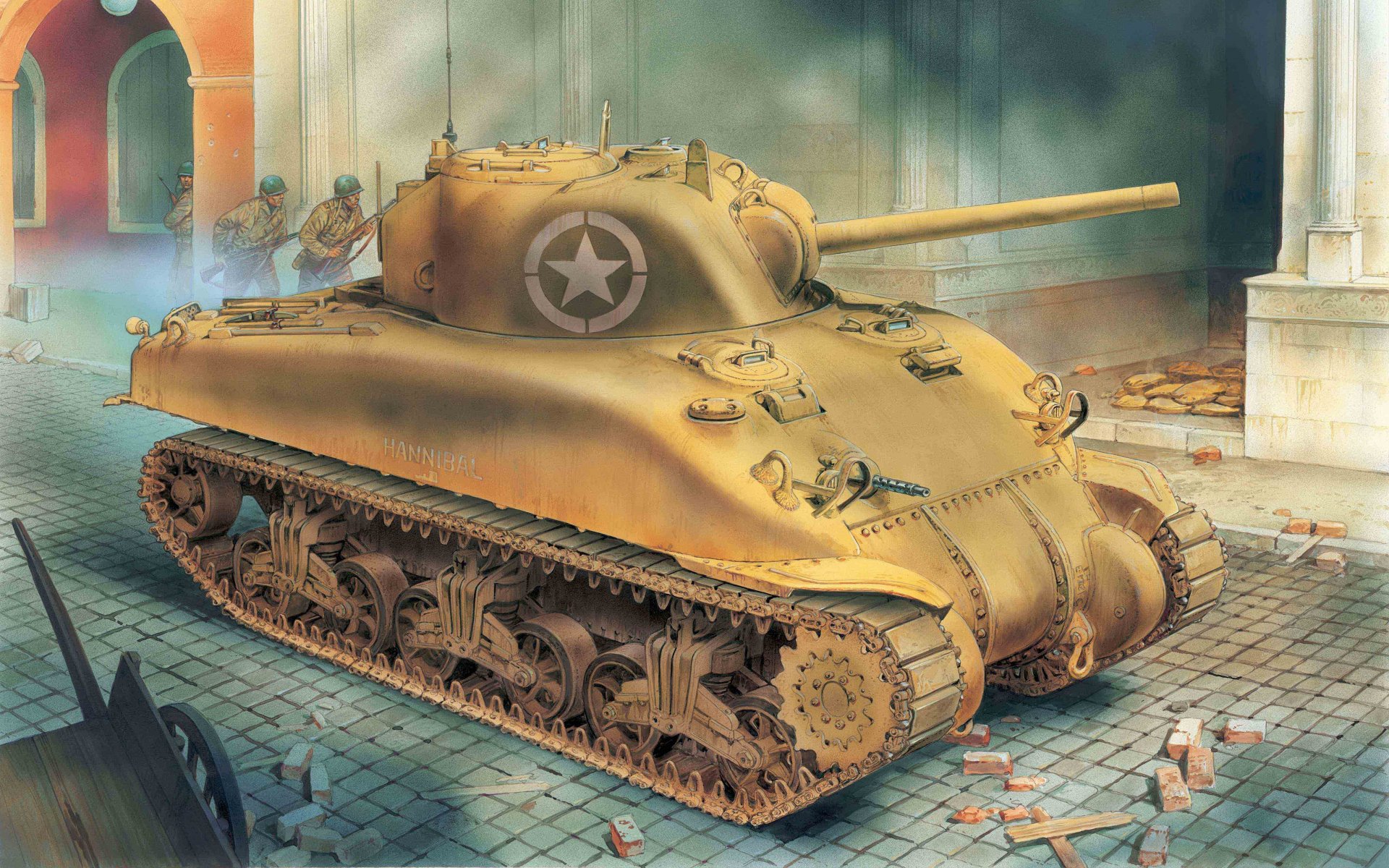 kunst tank sherman m4a1 dv haupt amerikanisch mittel infanterie unter deckung panzer schlacht ww2