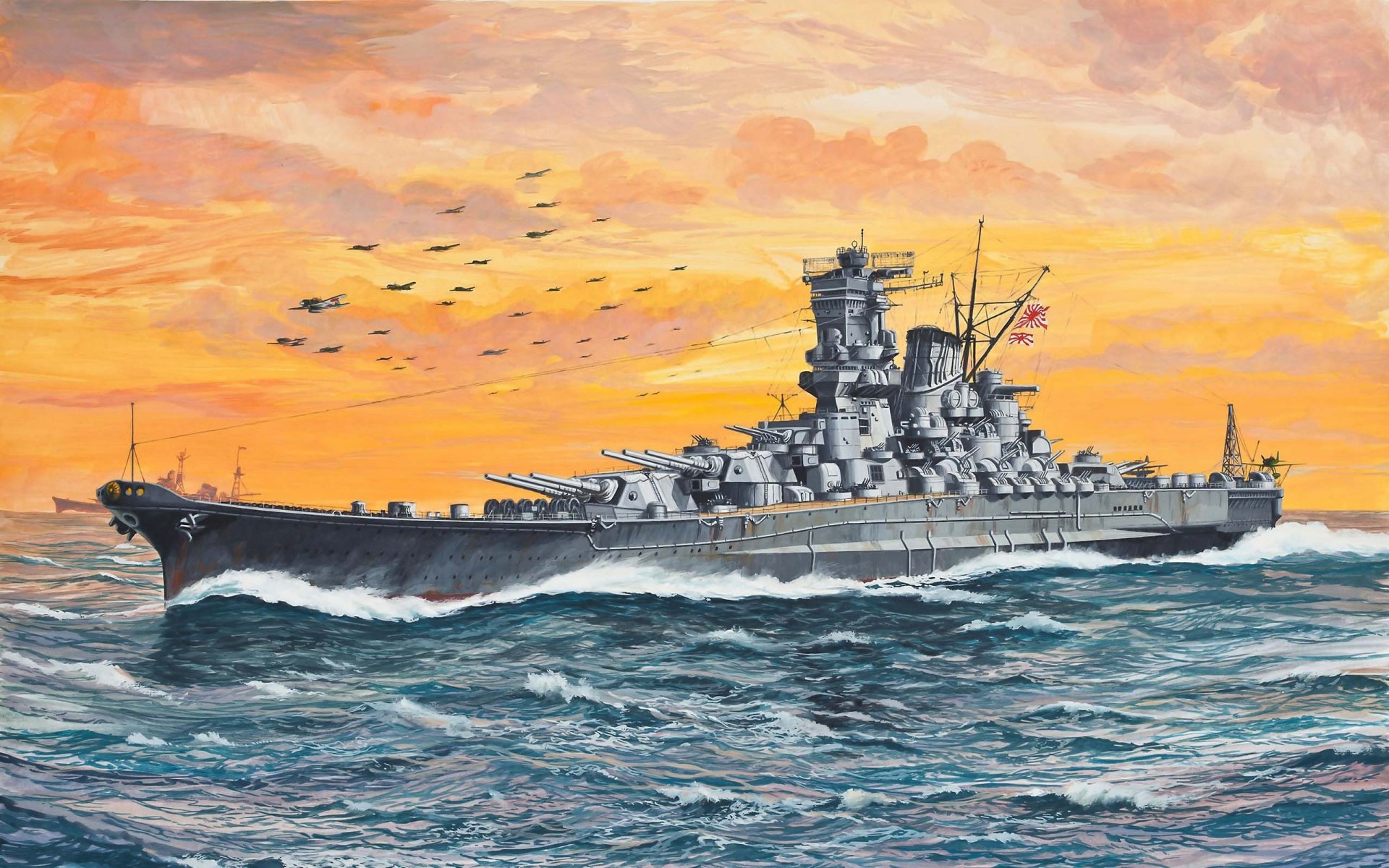 flotte schiff linear japanisch kaiserlich flotte schlachtschiff yamato ww2 kunst