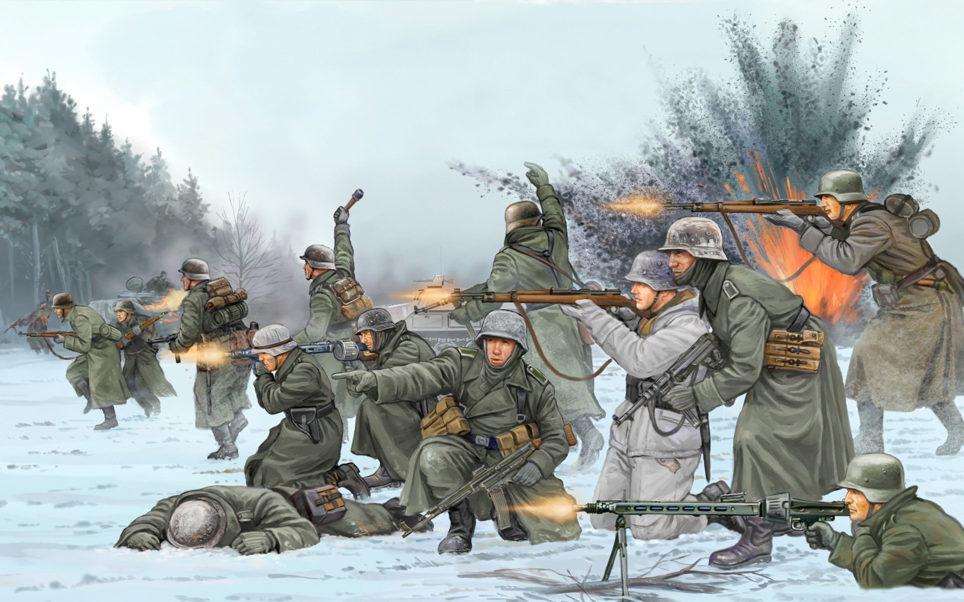 arte soldati tedeschi condurre battaglia con alleati truppe ardenne belgio 1944 battaglia delle ardenne battaglia del saliente fiamma della guerra denota seconda guerra mondiale miniature gioco ww2