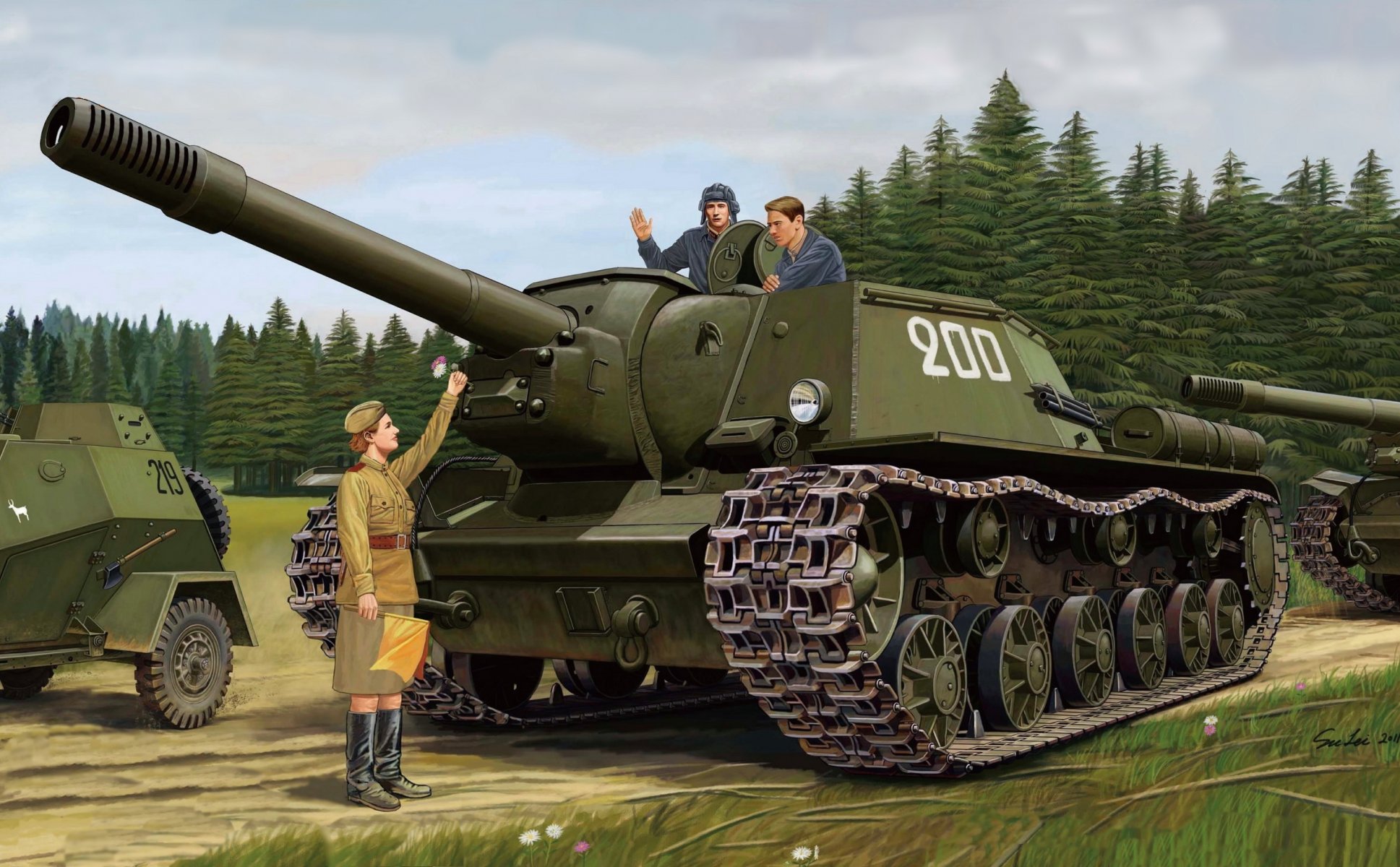 disegno sovietico semovente-artiglieria acs pistola d assalto su-152 armata rossa seconda guerra mondiale