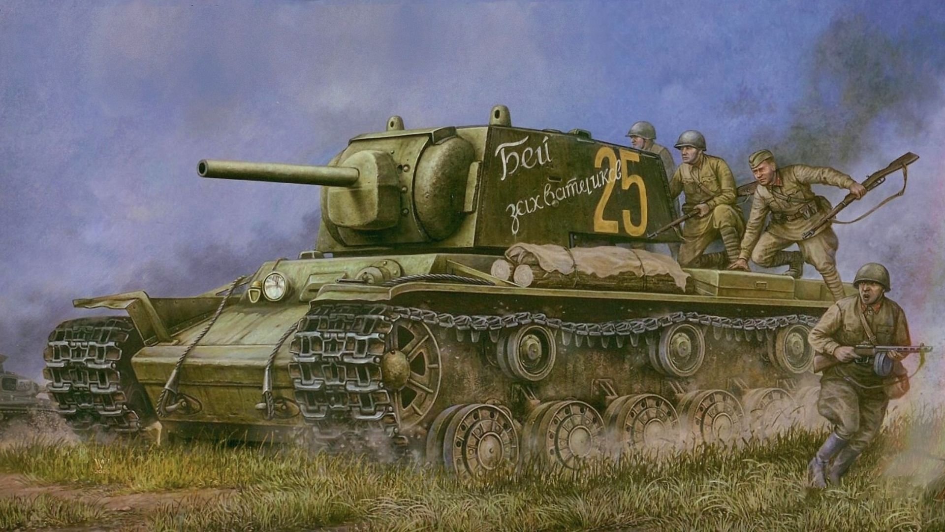 kunst krieg panzer kv sowjetisch infanterie kontrolleure