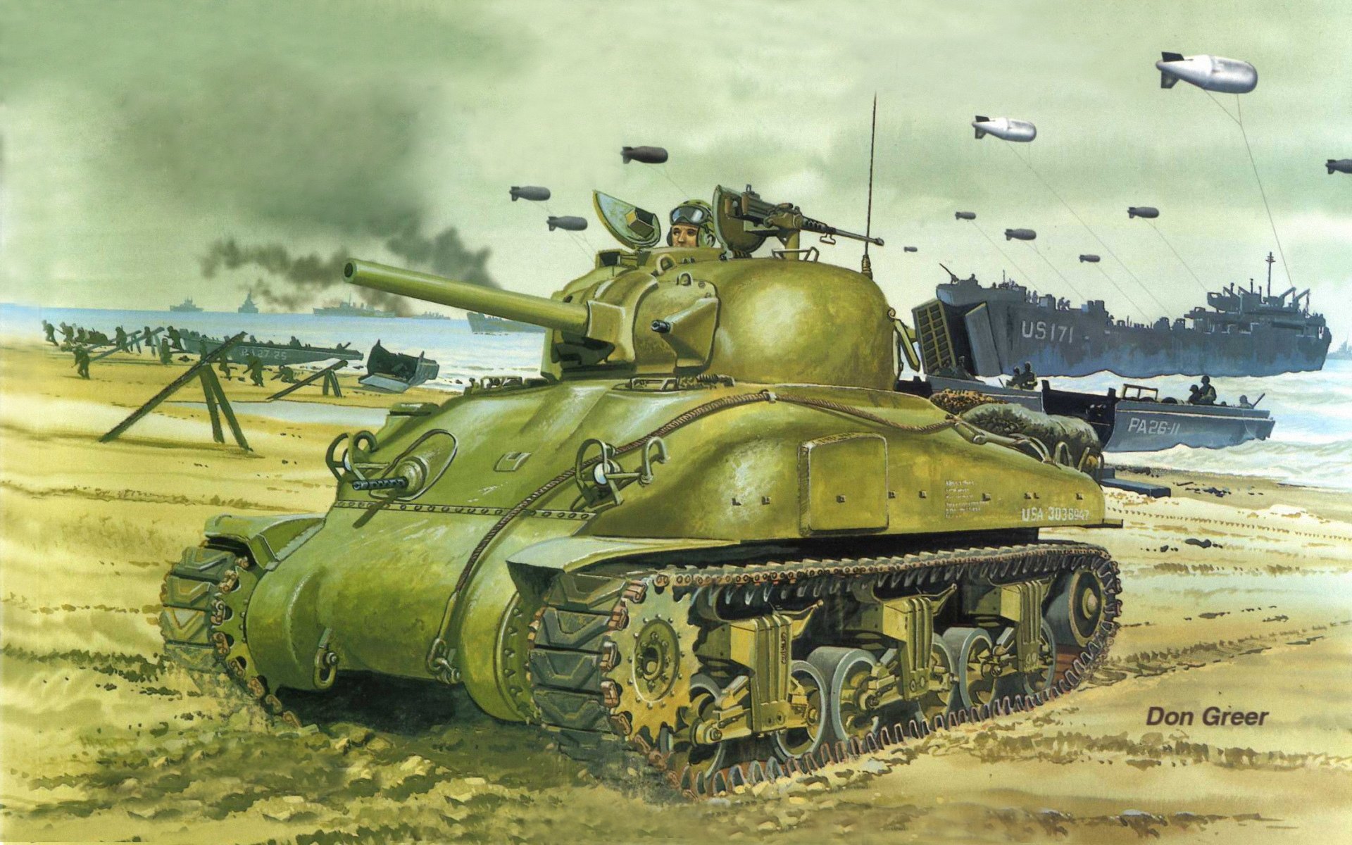 herman m4 sherman major us medium tank of the second world war normandy operation or surgery overlord june 61944 troops allies after landing arrival reinforcements at the bridgehead