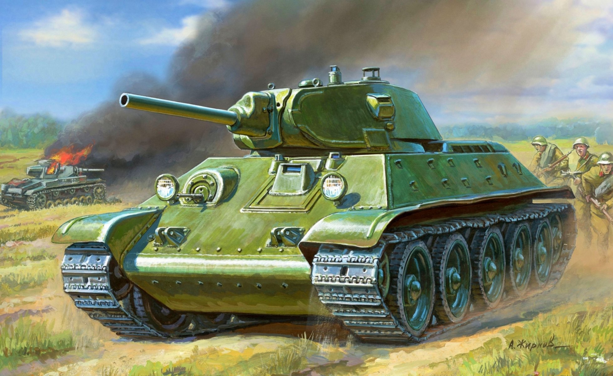 рисунок жирнов советский средний танк т-34/76 обр.1940 ркка вторая мировая