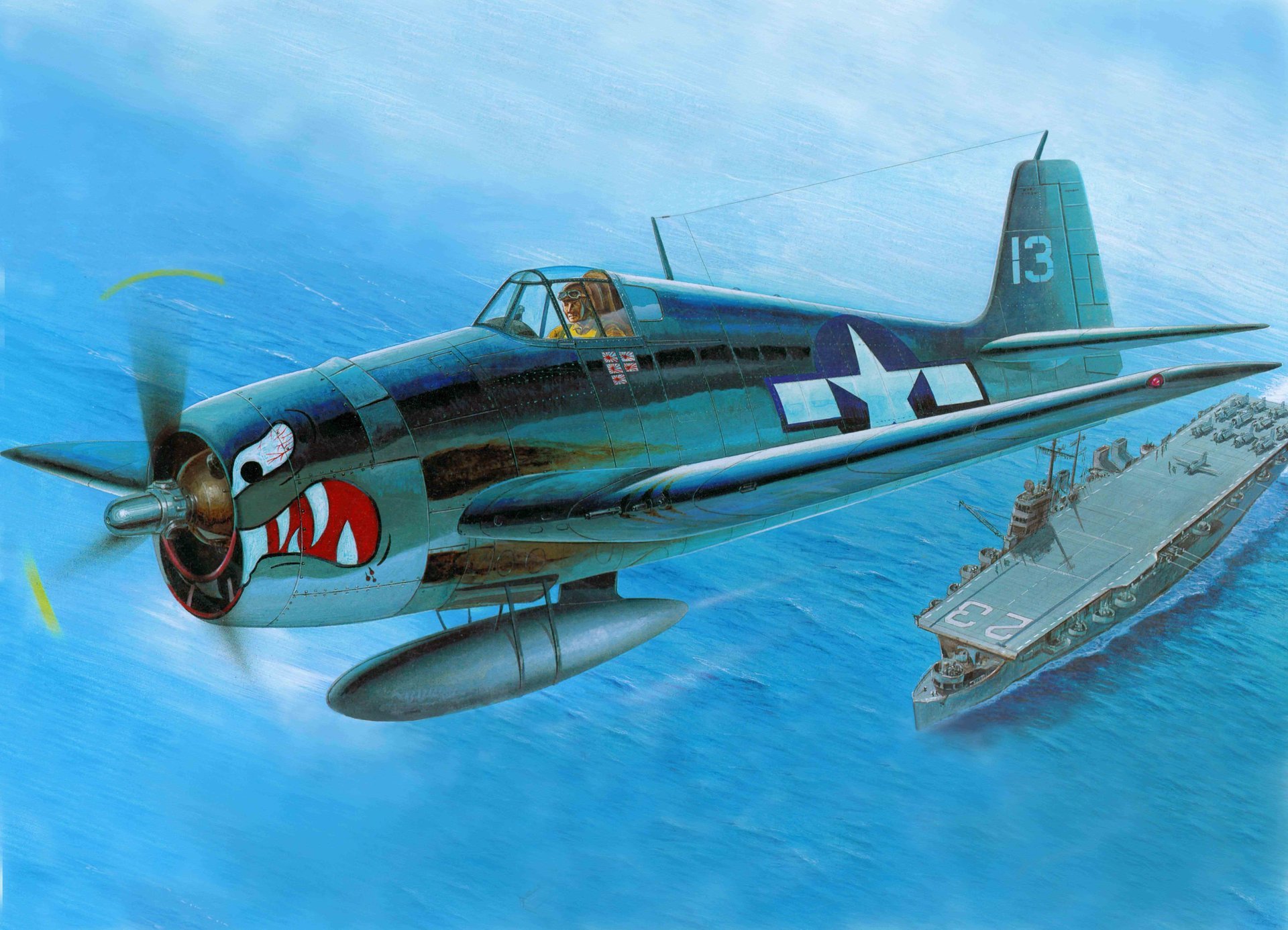 арт самолет грумман f6f-3 hellcat f6f-3 хеллкэт палубный истребитель сша ww2