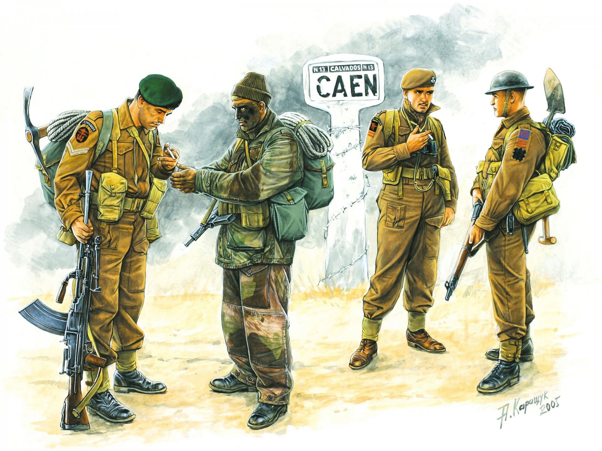 art soldats britanniques parachutistes cannes ww2