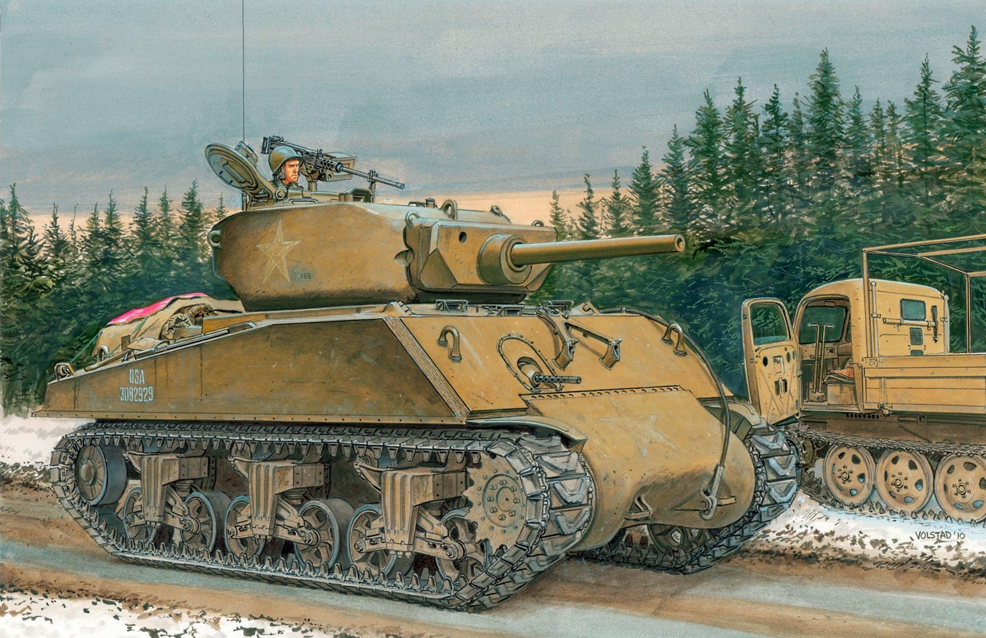 figura ron volstad carro medio m4a3e2 sherman jumbo usa seconda guerra mondiale