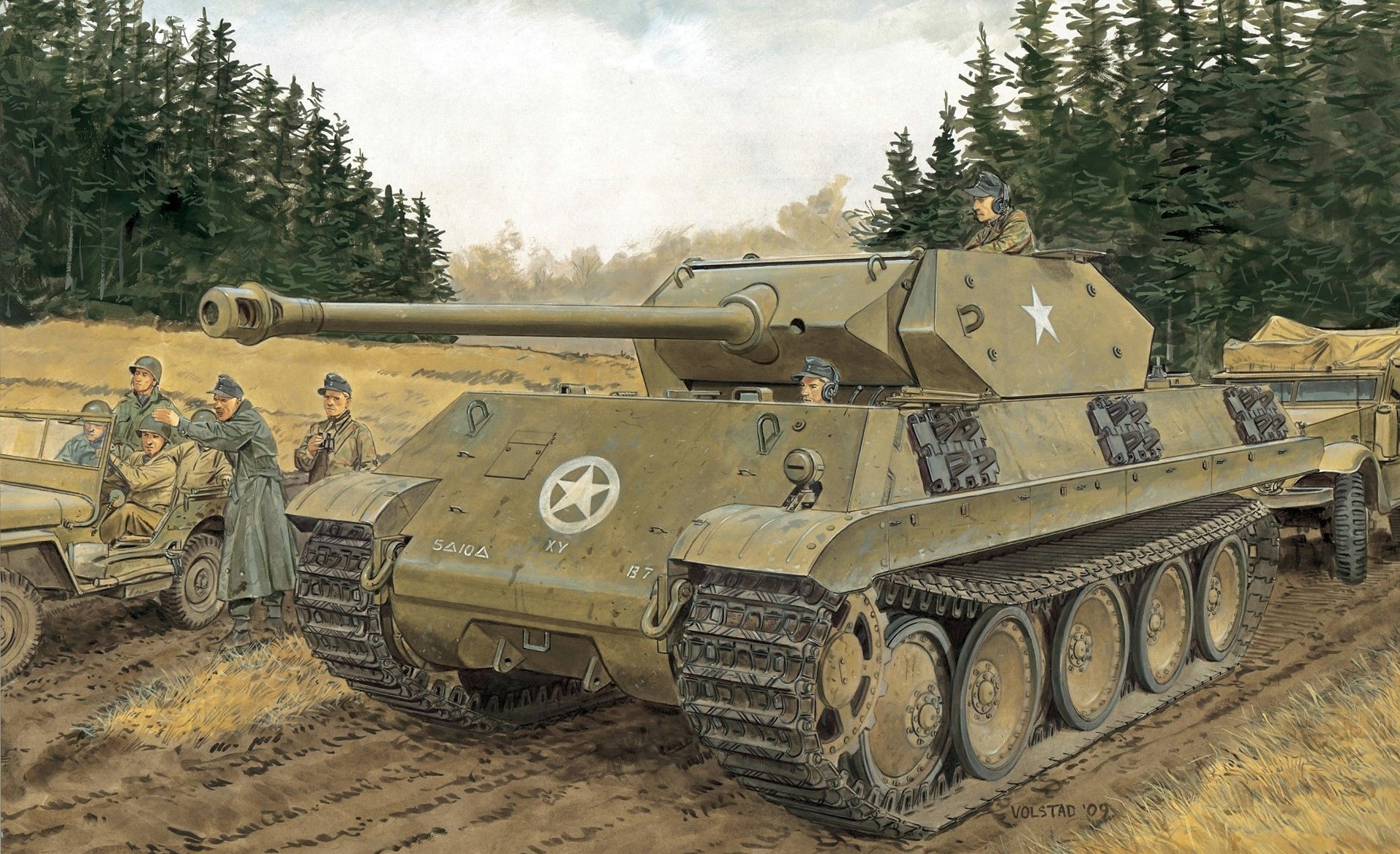 picture german medium-heavy tank panzerkampfwagen v pzkpfw v sd.kfz. 171 ausführung g ausf. g modified panther m10 ersatz m10 idea nebezizvestny obersturmbannfuehrer ss otto skorzeny plan wacht am rhein the operation greif