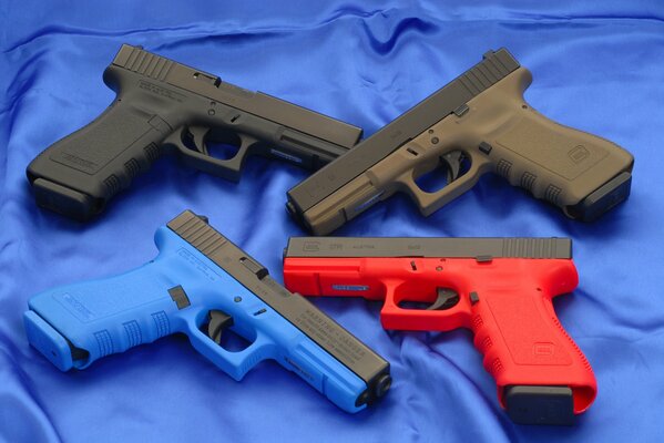 Multicolored pistols look like toys