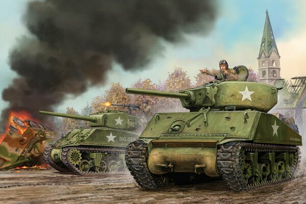 American Tank Art Flamme Krieg