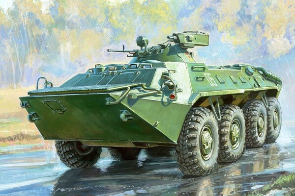 Il carro armato BTR-70 con la torretta va