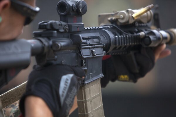 A soldier prepares to fire a weapon