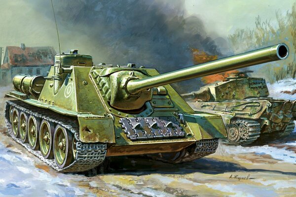 Su-100 self-propelled artillery installation figure