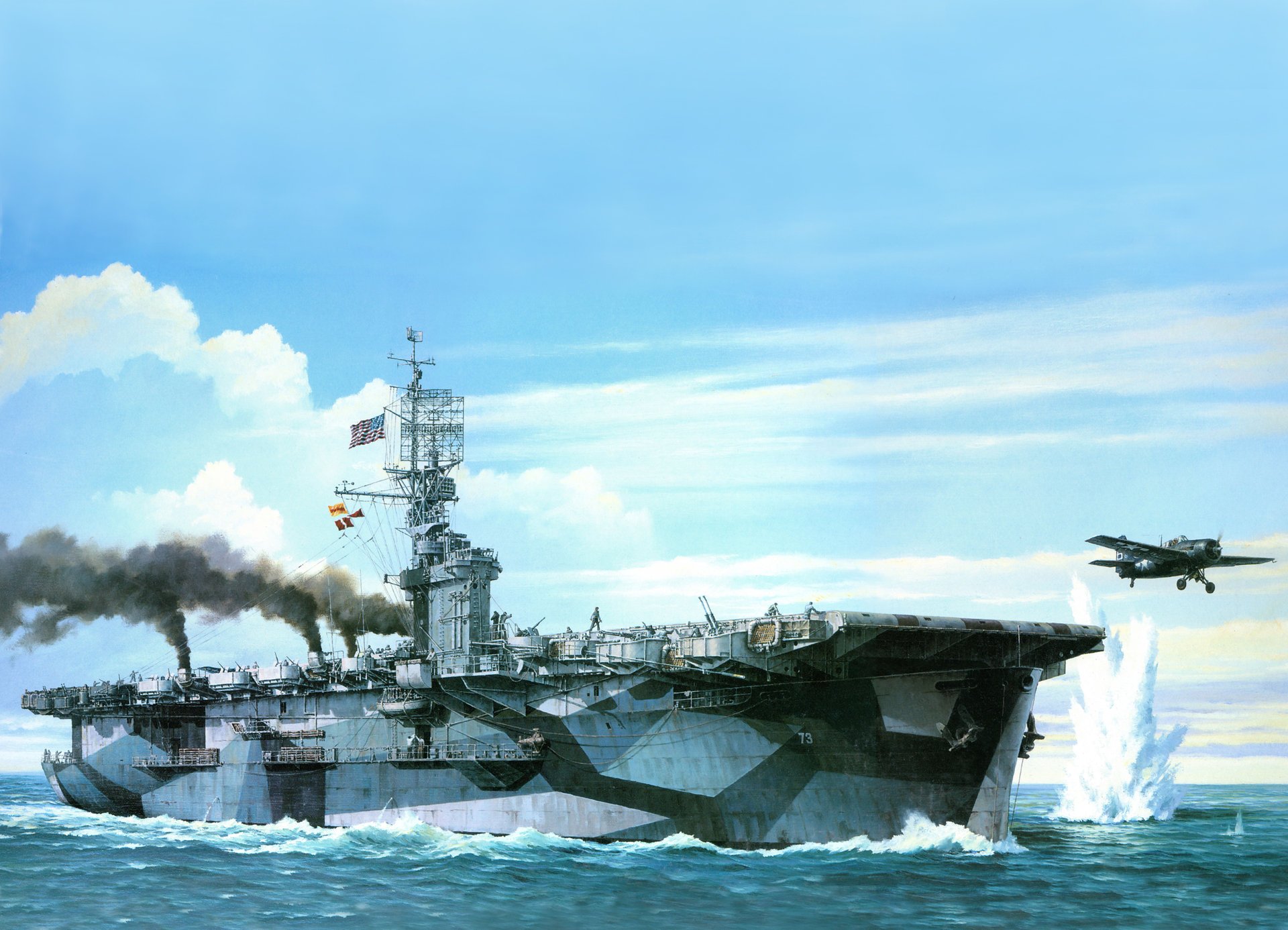 uss gambier bay cve-73 arte disegno