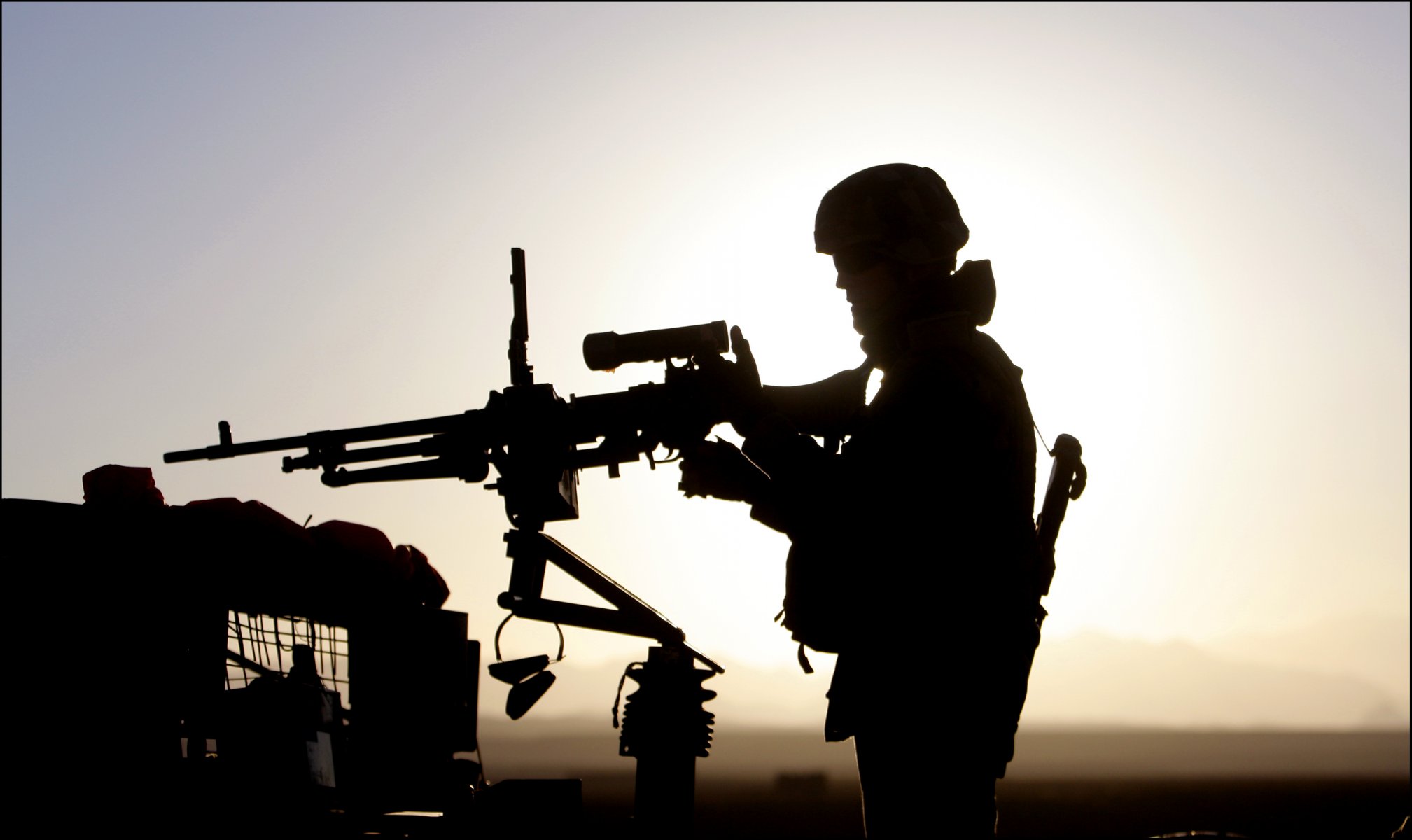 maschinengewehr soldat sonnenuntergang silhouette amerikanische armee