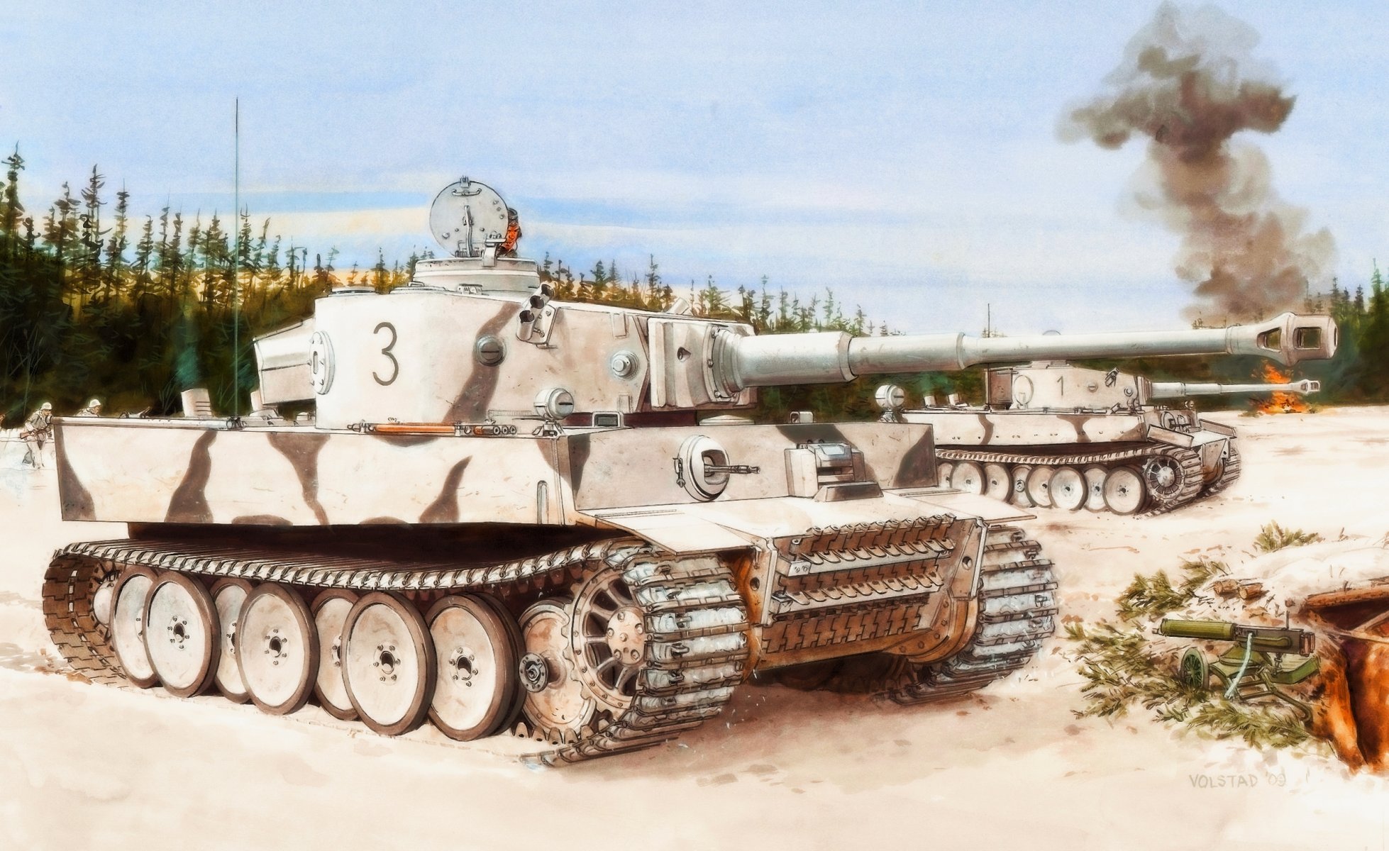 abbildung ron volstad winter tiger pzkpw vi sdkfz 181 aust.h1 502 bataillon ladogasee ostfront februar 1943 wehrmacht deutsche zweiter weltkrieg