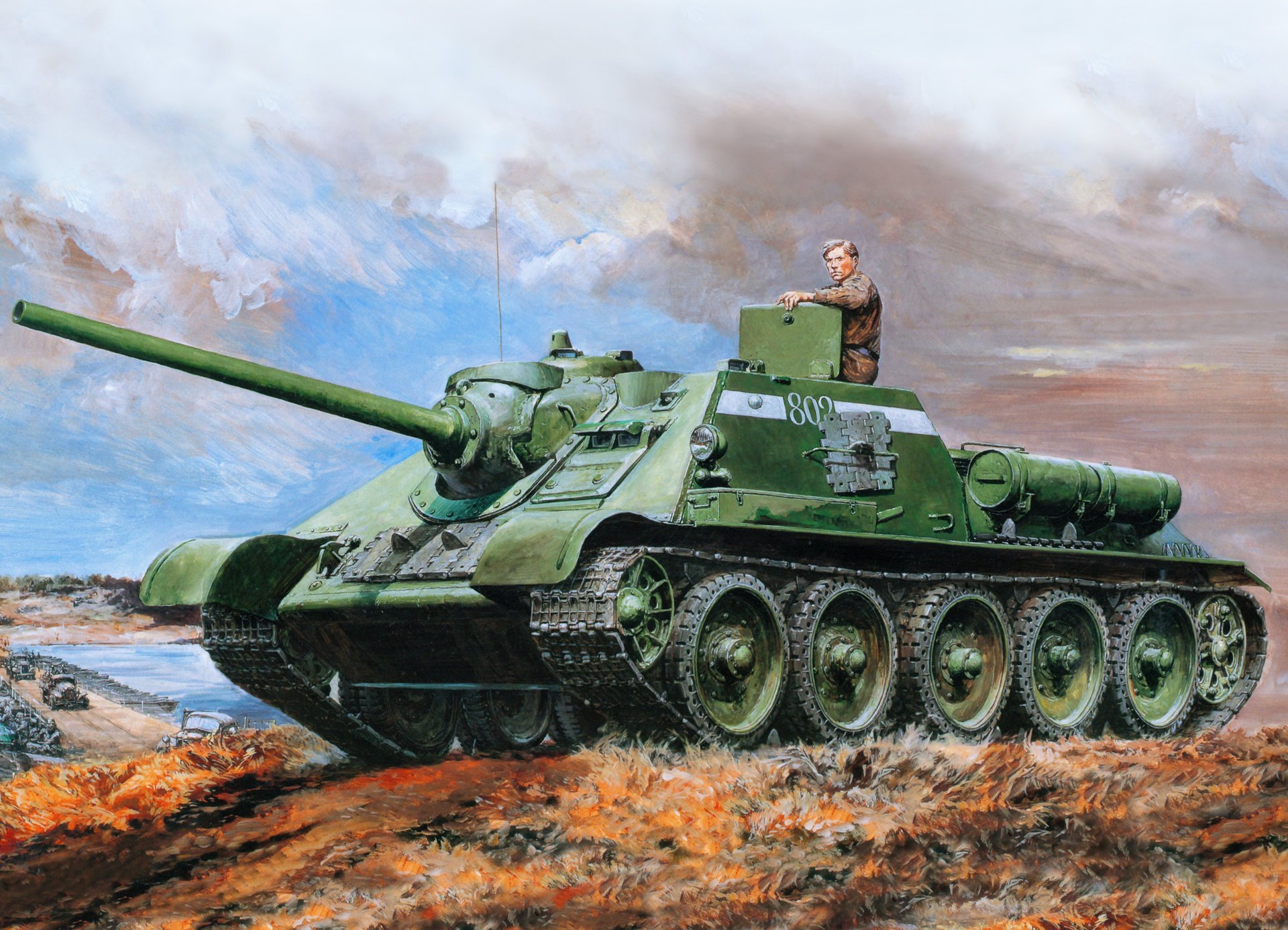 dessin installation automotrice su-85 rkka urss seconde guerre mondiale