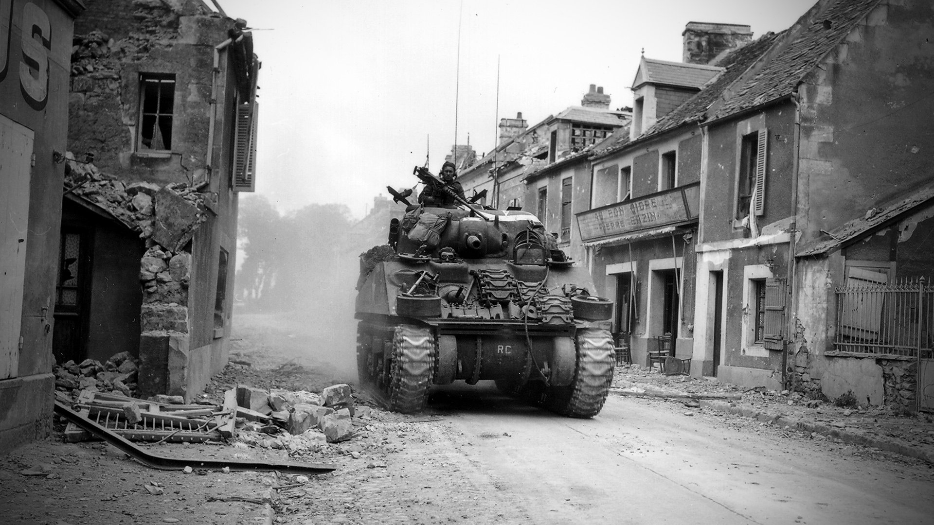 tank house destruction b / w black and white