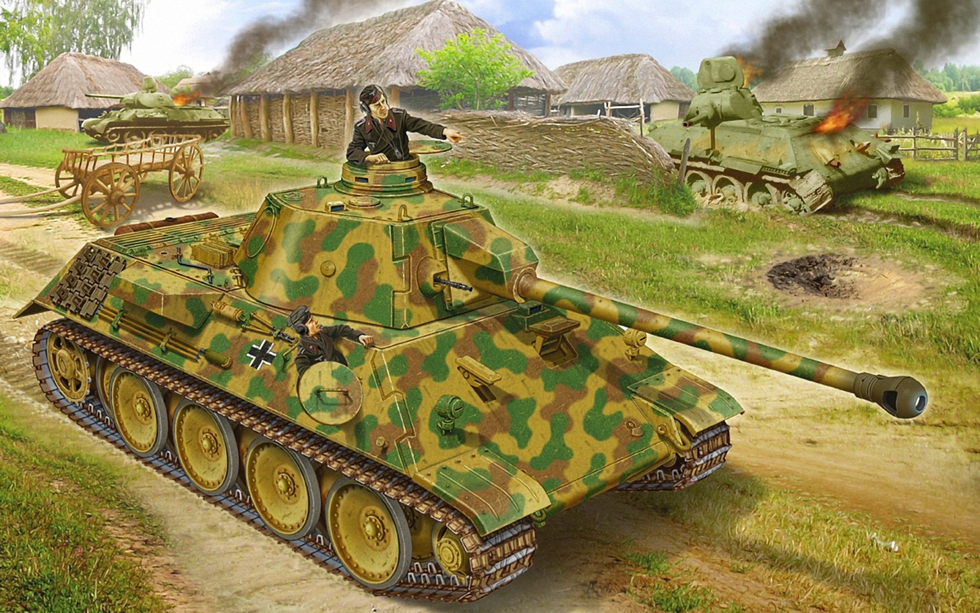 picture prototype medium tank vk 3002 db lined t-34 village the german