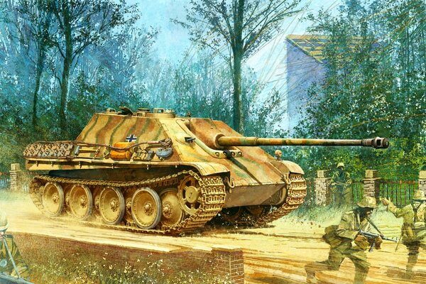 Drawing of a German tank, World War II