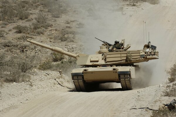 Movement of tanks on a dusty road