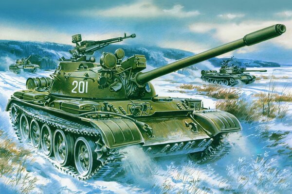 Image of a tank on a winter field