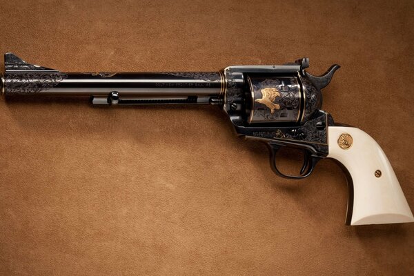 Beautiful revolver with sensors close-up