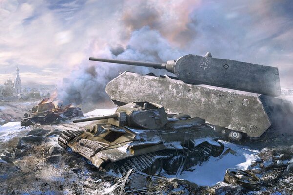 T-34 military tank in winter