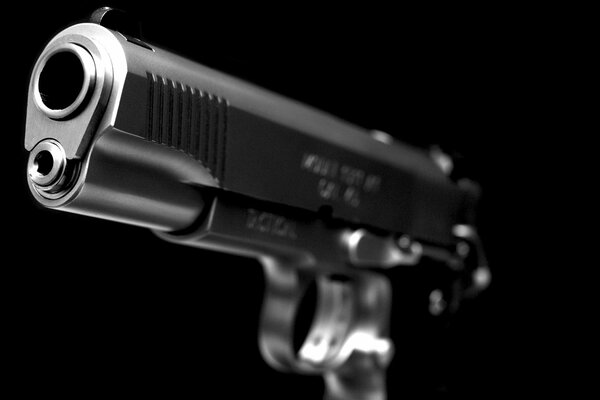 Gun barrel magnified black background