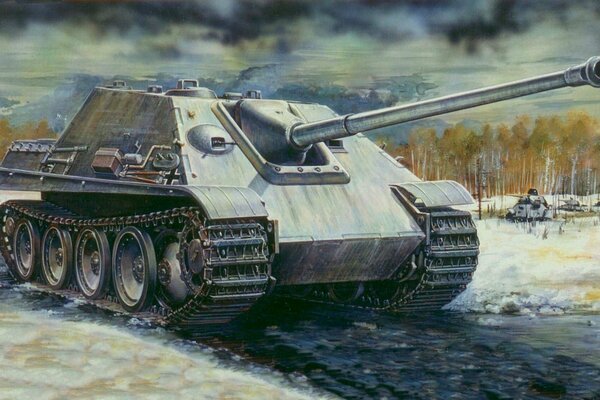 Tank T-34 Winter schwarzer Himmel