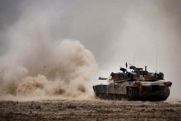 A shot of a battle tank in the field