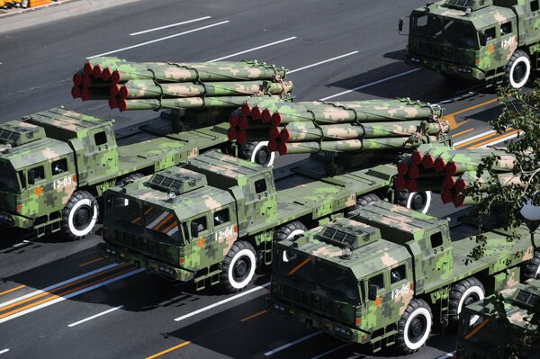 Chinese Armed Forces. MLRS. parade