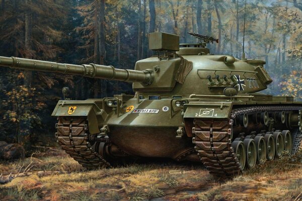 The tank is in the forest