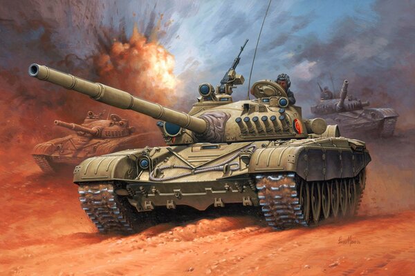 Dibujo del legendario tanque alemán en la guerra