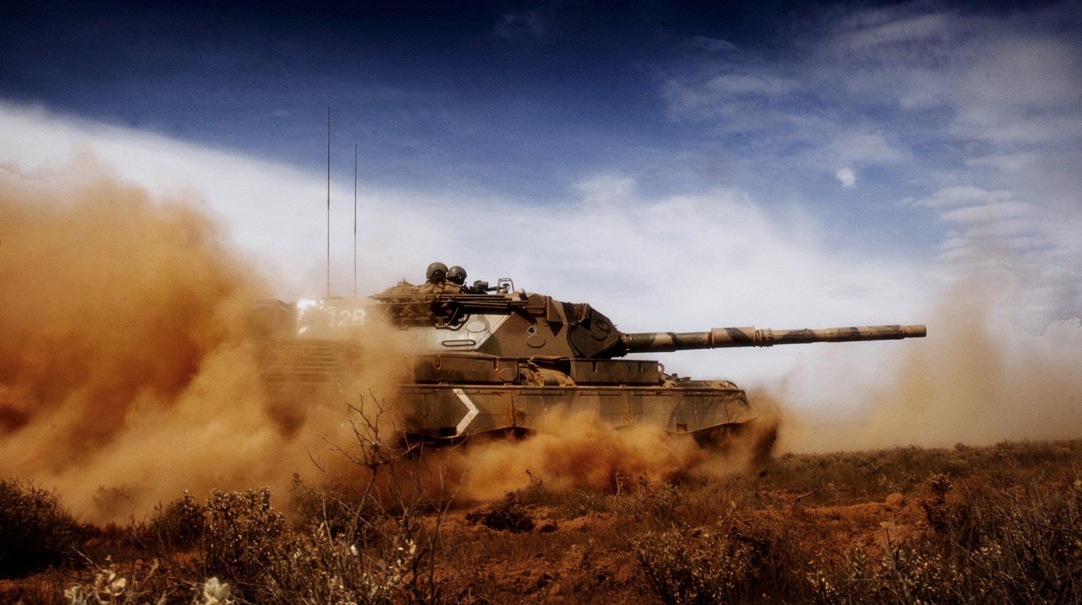 tank leopard dust sky