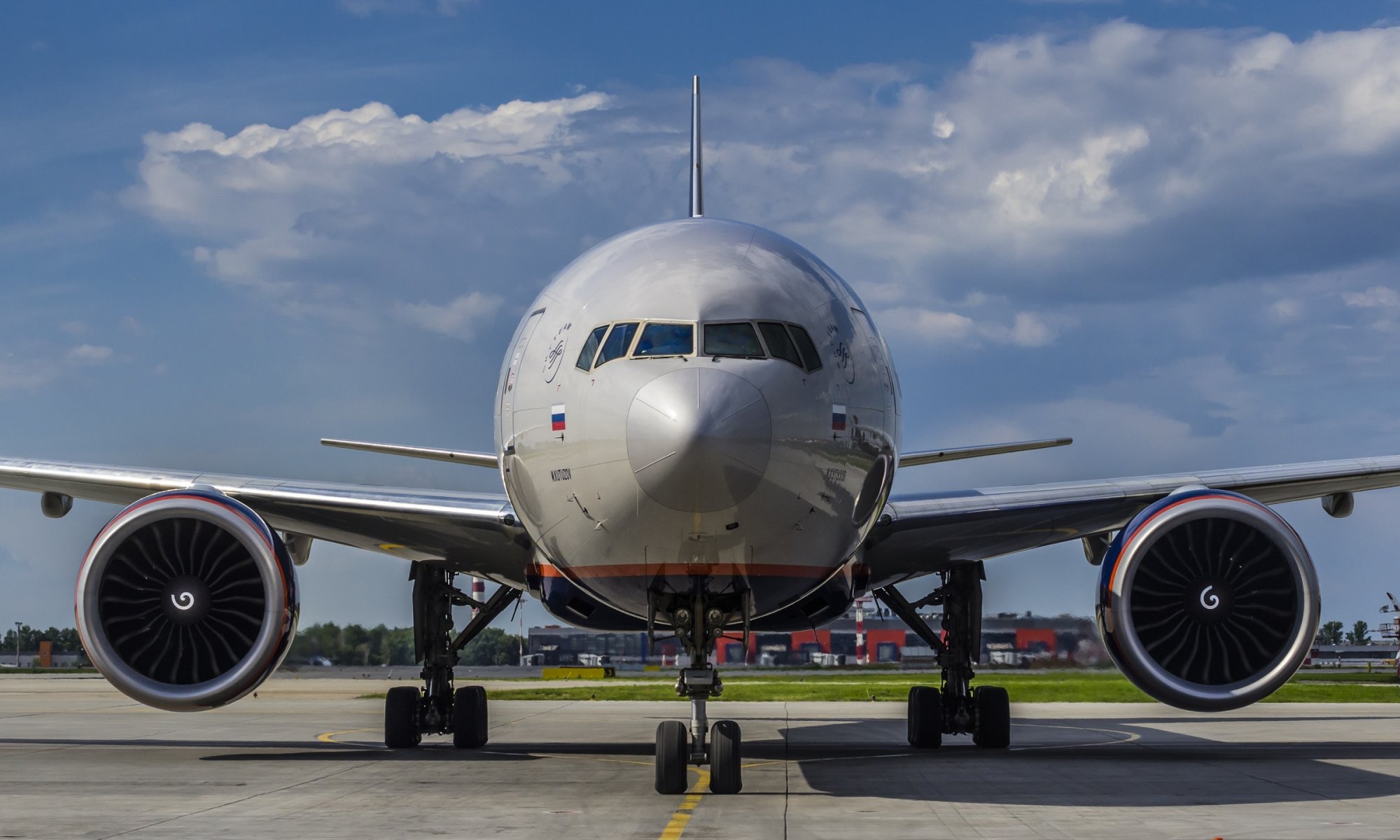 aeroflot boeing b-777 er aereo passeggeri aeroporto ali turbina