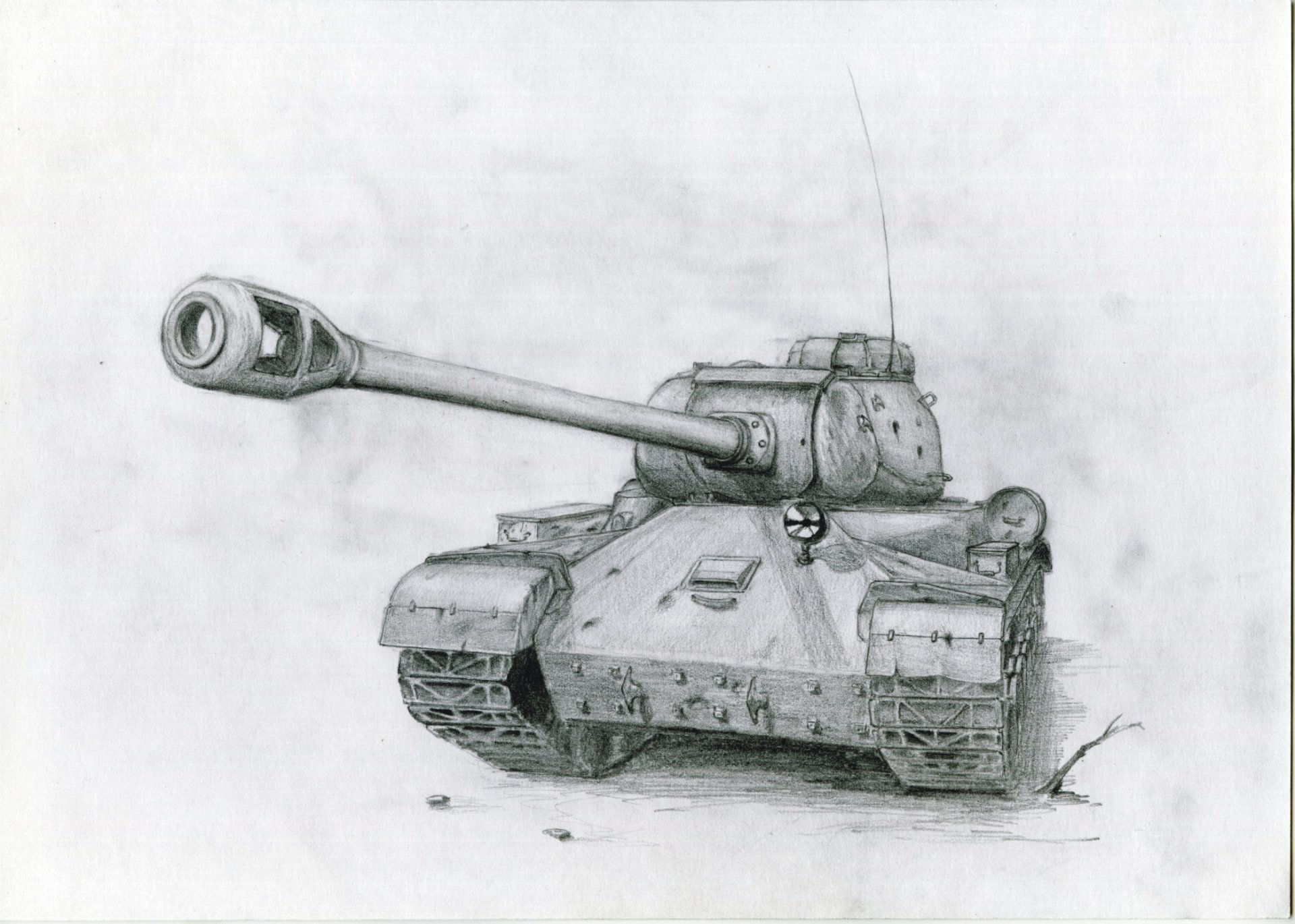 carro armato sovietico is-2 cannone disegno a matita