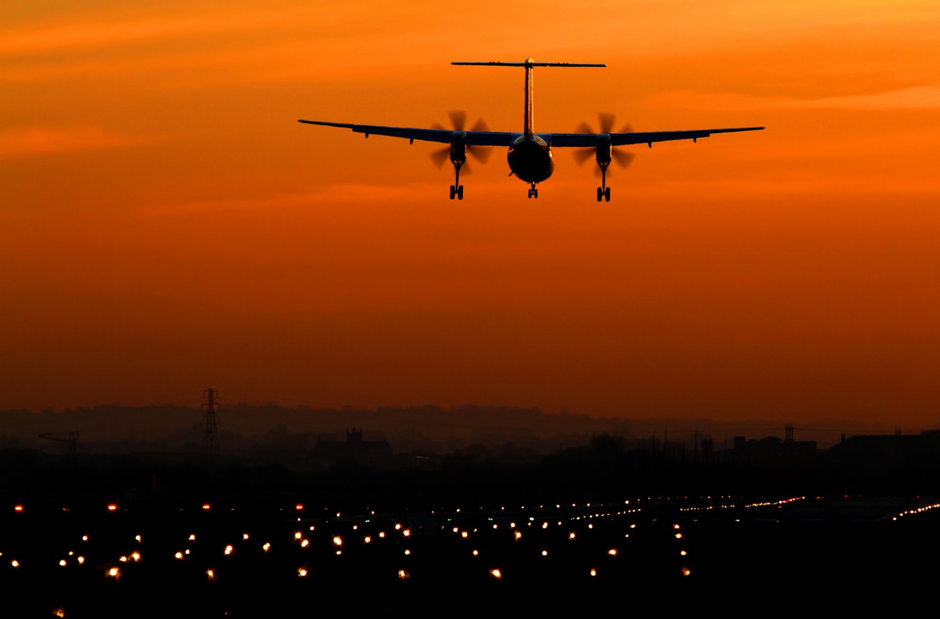 avion aviation ciel coucher de soleil