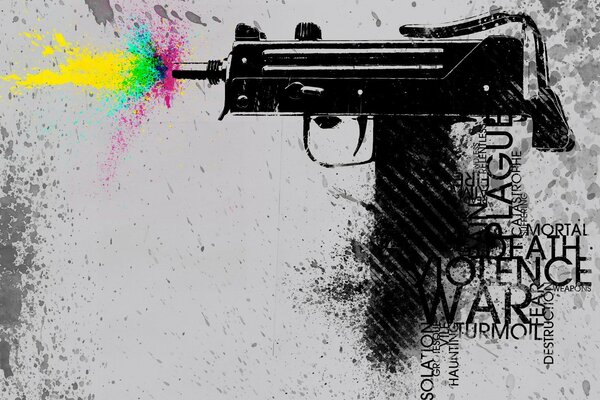 Armas negras que disparan colores