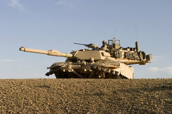 Cannone antiaereo nel deserto nel pomeriggio