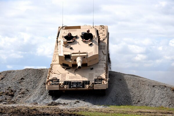 In India, a tank is walking on a mountain