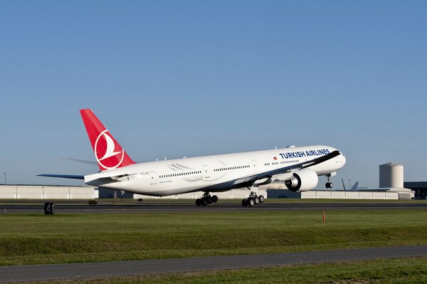 Turkish airline passenger airliner on the runway