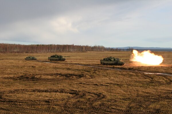 Shooting of Merkava military tanks in Israel