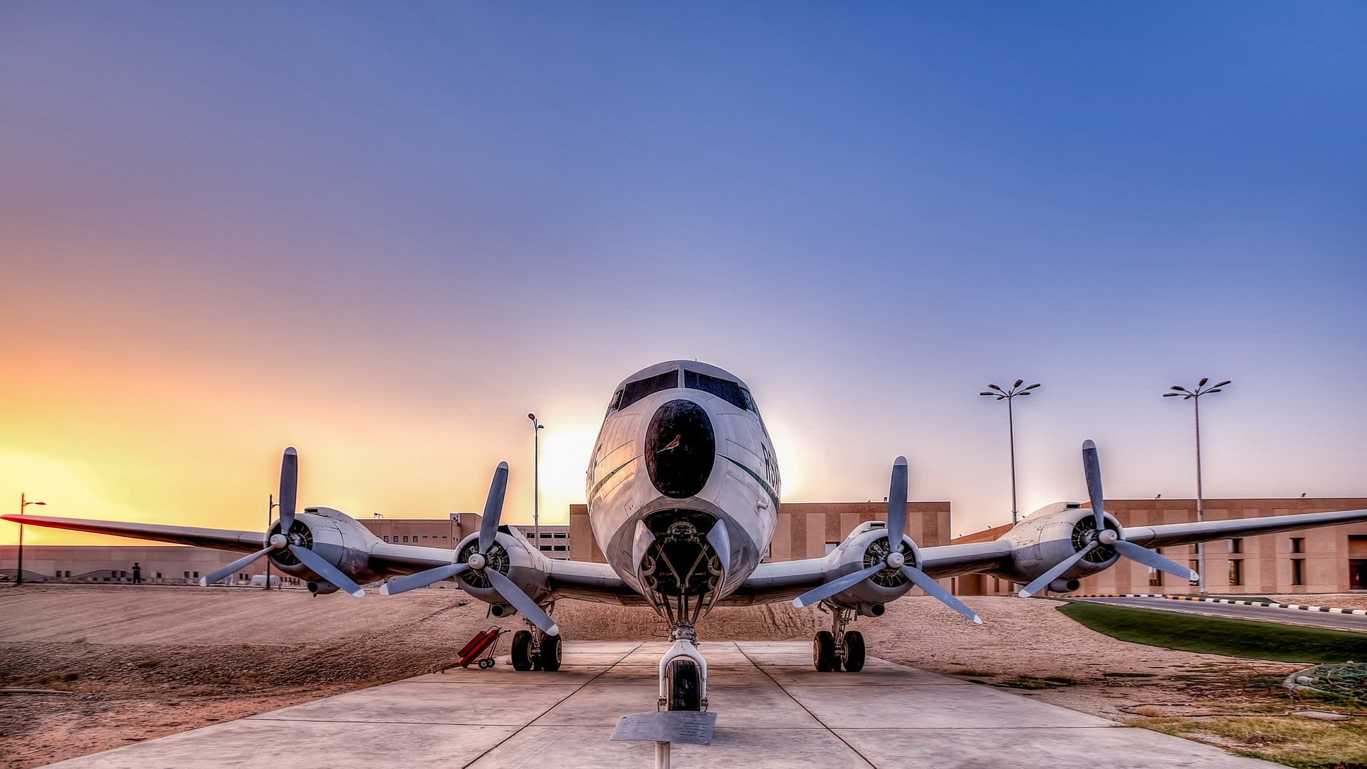 plane aviation sunset sky