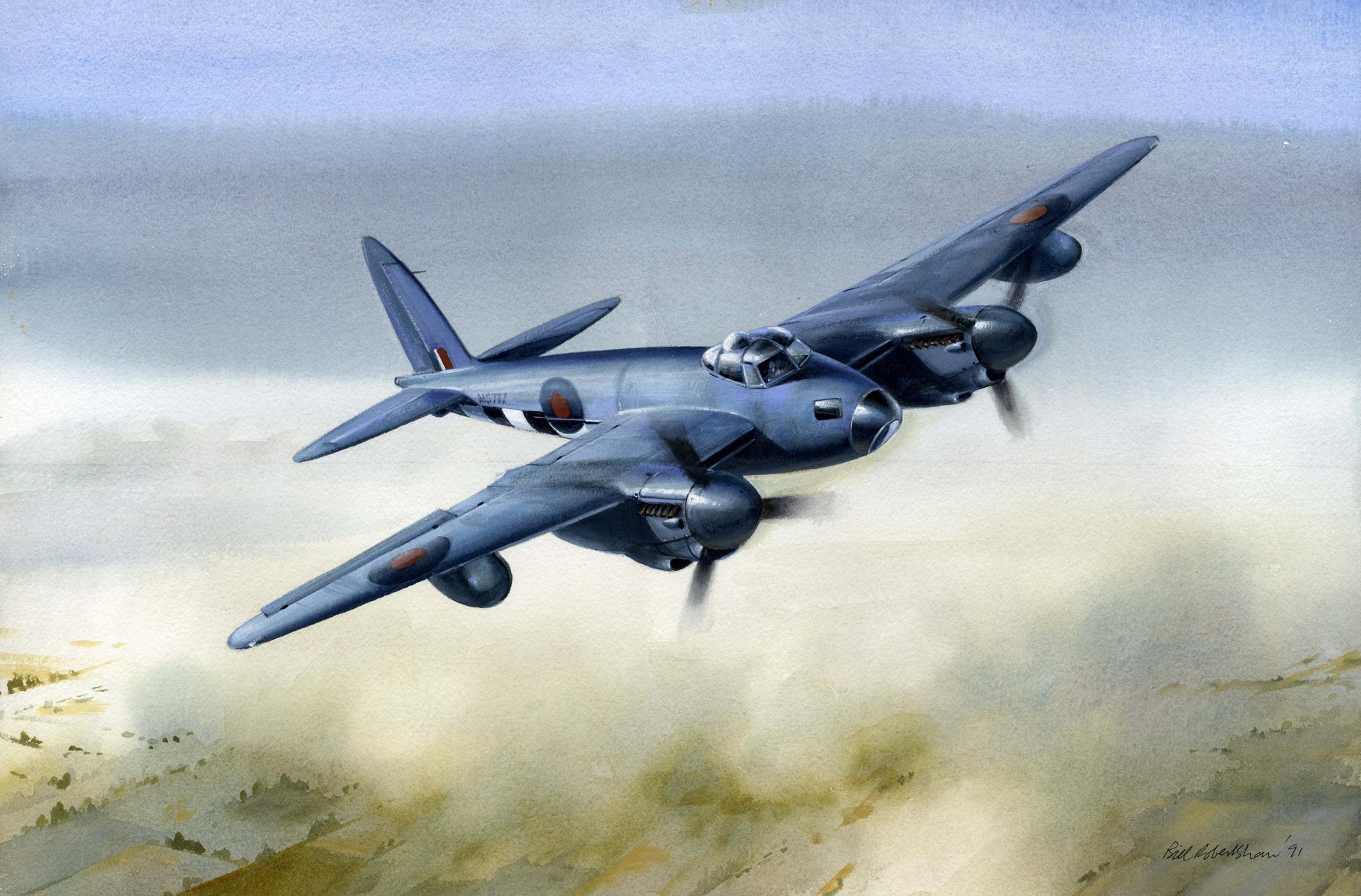 de havilland mosquito aereo britannico guerra ww2 arte pittura