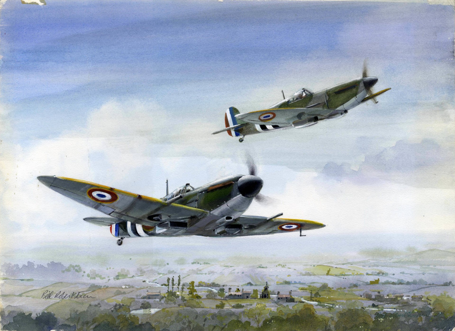 britannico caccia francia libera spitfire volo arte disegno