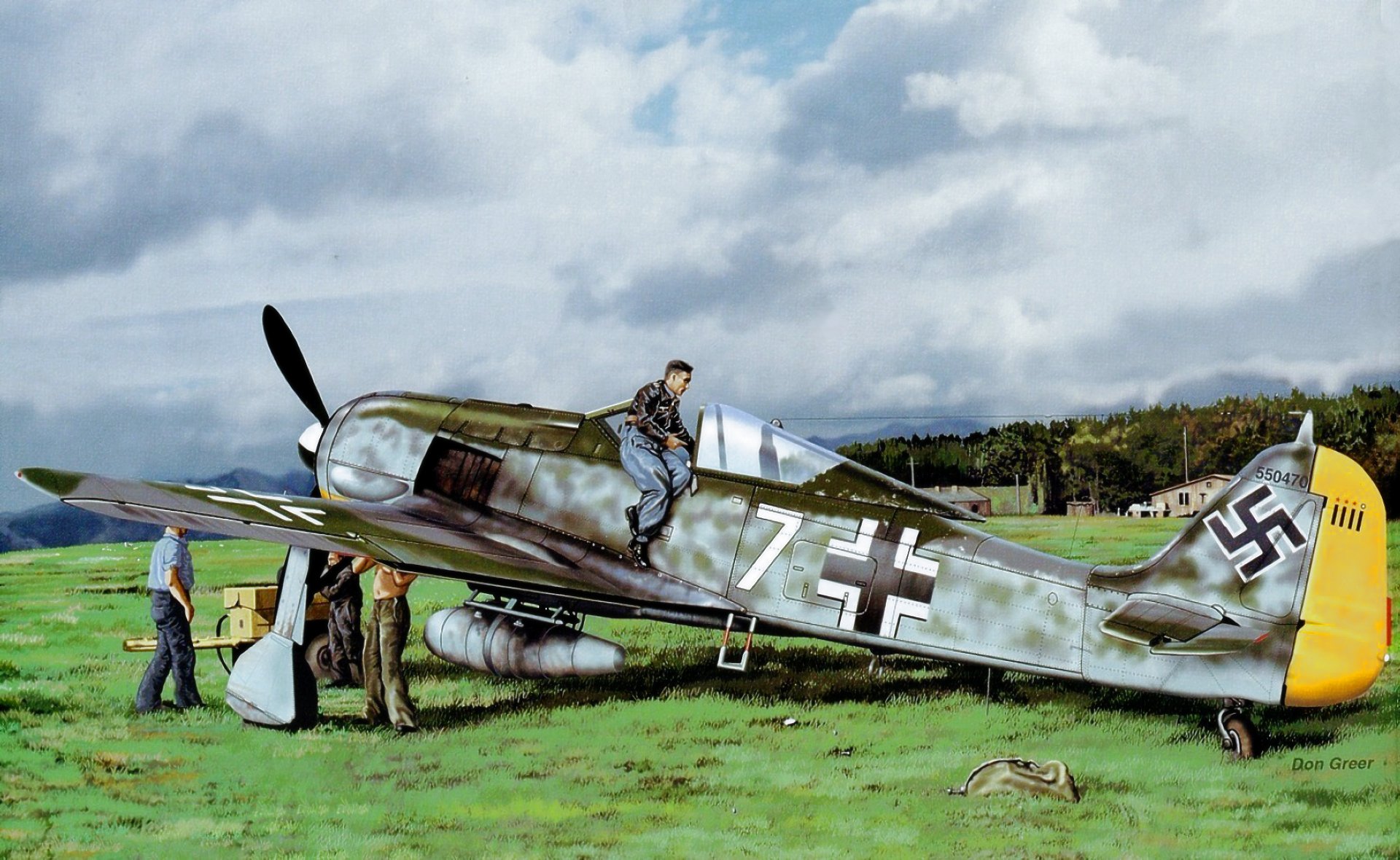 fw 190 ww2 krieg kunst malerei deutscher kampfjet don greer